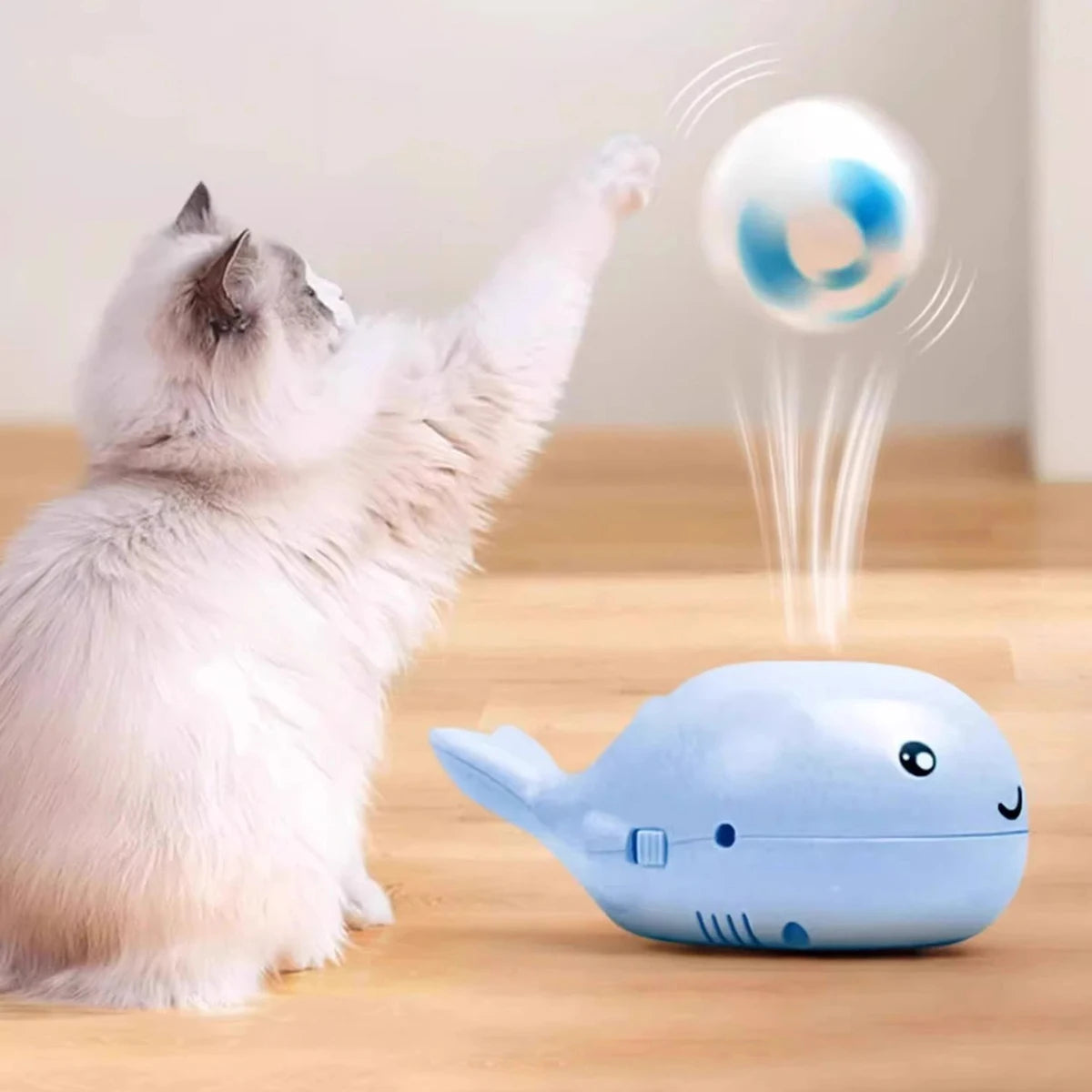 Electric Floating Ball Cat Toy - Whale - shaped, USB - powered, Dual - function Fan, Portable & 3C Certified Pet Toy