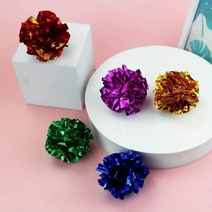 10pcs Colorful Crinkle Balls Sound Tin Paper Toy for Cat Durability Vocalization Dolls Playing Interactive Bite Squeak Toys