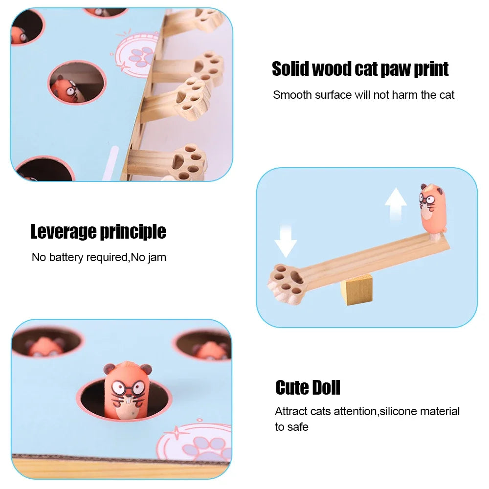 Maze Interactive Educational Cat Game Box 3 in 1 Funny Cat Stick With Scratcher Cat Hit Gophers Cat Toy Chase Hunt Mouse