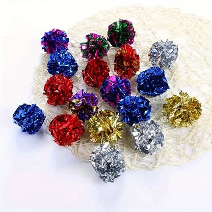 10pcs Colorful Crinkle Balls Sound Tin Paper Toy for Cat Durability Vocalization Dolls Playing Interactive Bite Squeak Toys