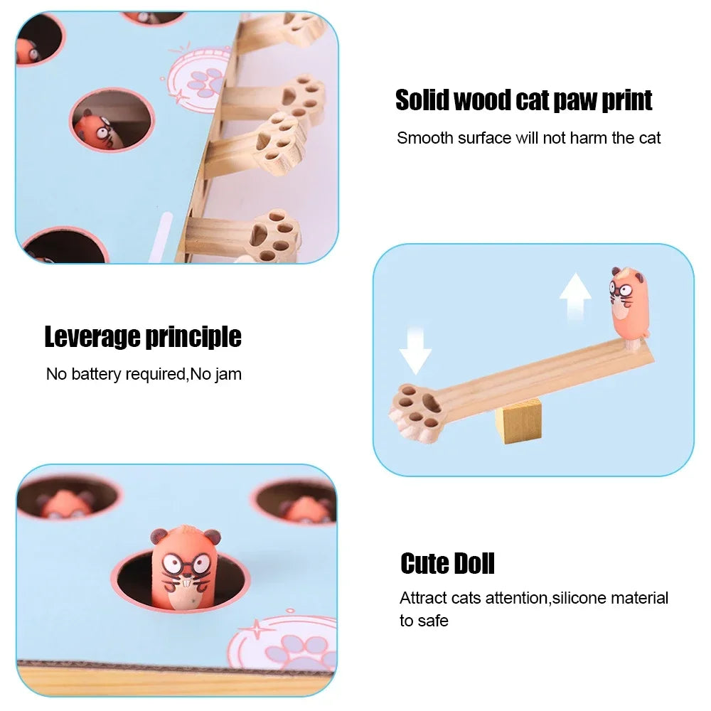 Maze Interactive Educational Cat Game Box 3 in 1 Funny Cat Stick With Scratcher Cat Hit Gophers Cat Toy Chase Hunt Mouse