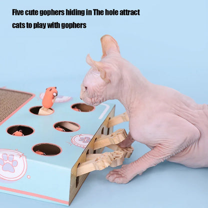 Maze Interactive Educational Cat Game Box 3 in 1 Funny Cat Stick With Scratcher Cat Hit Gophers Cat Toy Chase Hunt Mouse