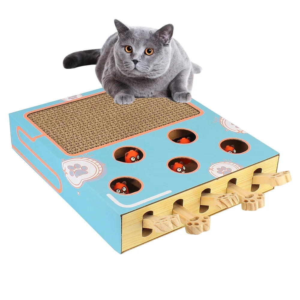 Maze Interactive Educational Cat Game Box 3 in 1 Funny Cat Stick With Scratcher Cat Hit Gophers Cat Toy Chase Hunt Mouse