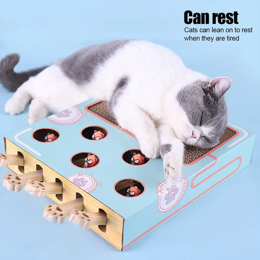 Maze Interactive Educational Cat Game Box 3 in 1 Funny Cat Stick With Scratcher Cat Hit Gophers Cat Toy Chase Hunt Mouse
