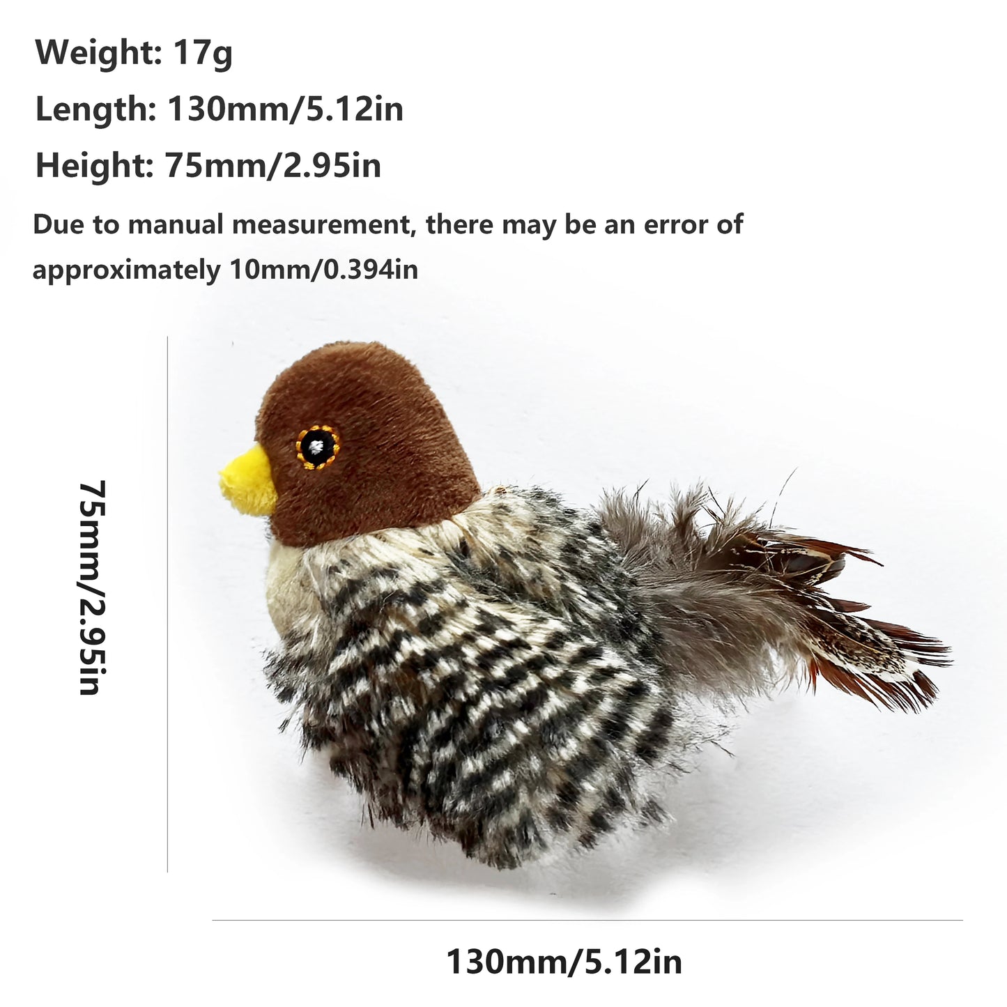 Interactive Cat Toys Electric Squeaky Simulation Bird Plush Cats Pets Teasing Toys with Feather Catnip Kitten Chirping Bird Toys